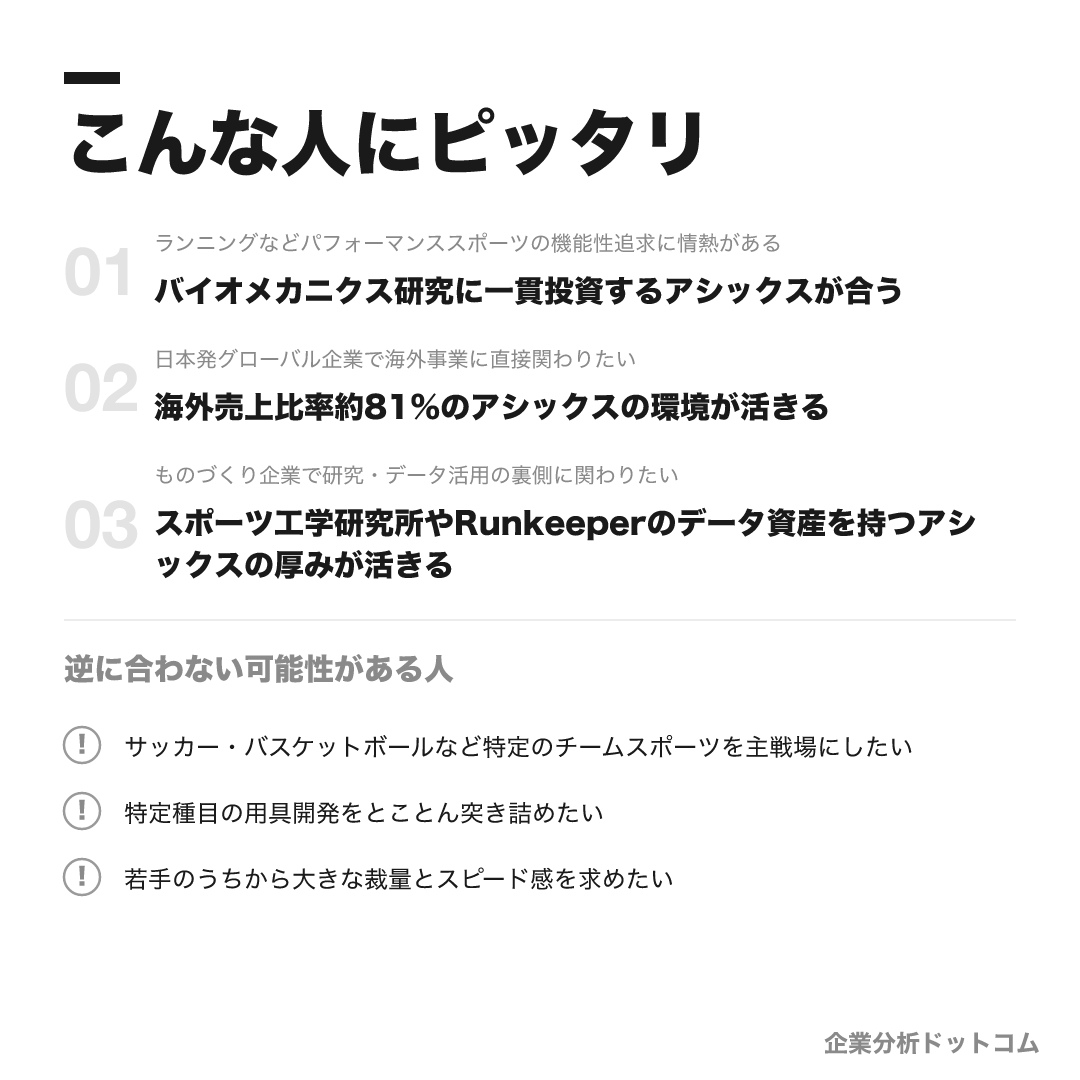 アシックスが合う人・合わない可能性がある人の早見表