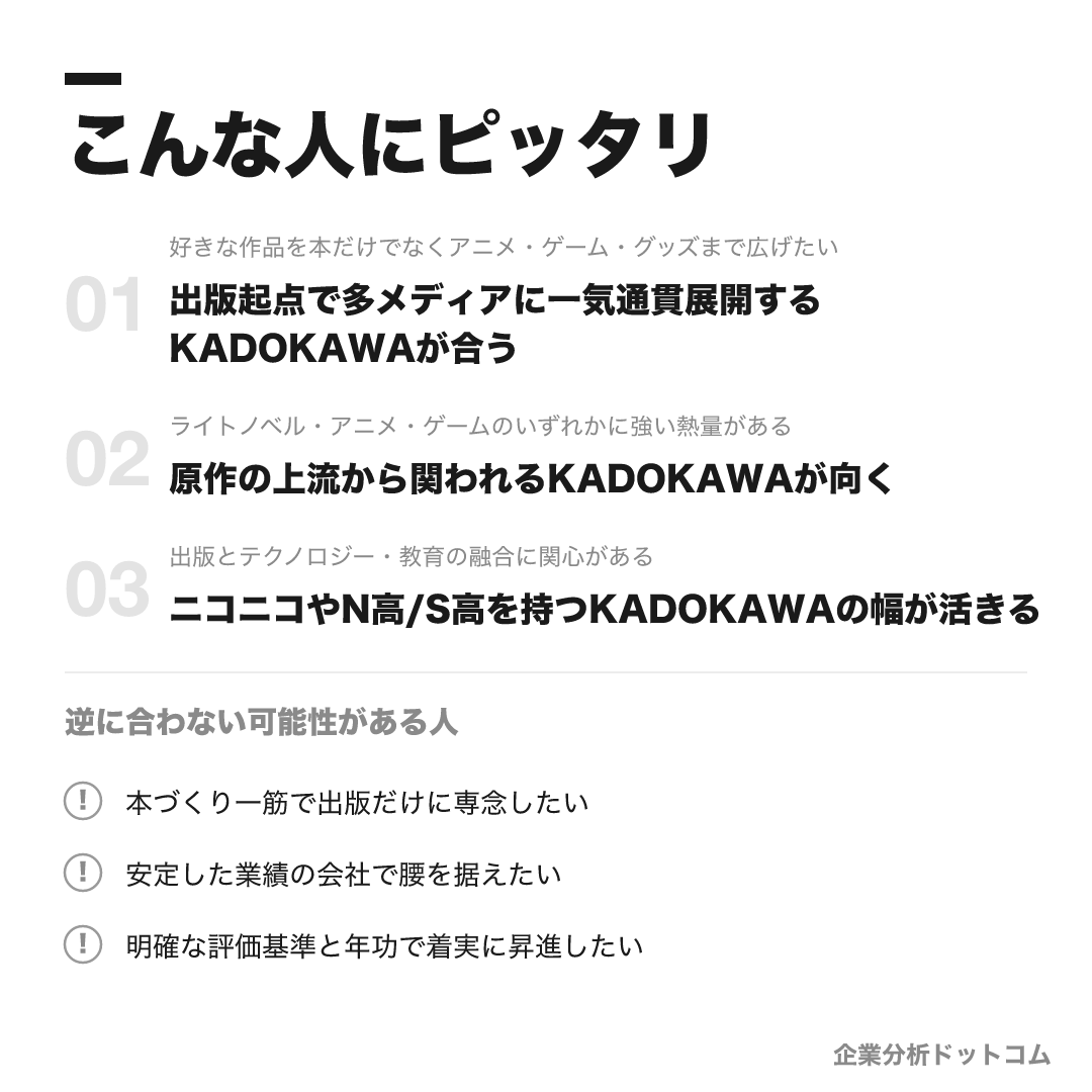 KADOKAWAのこんな人にピッタリ