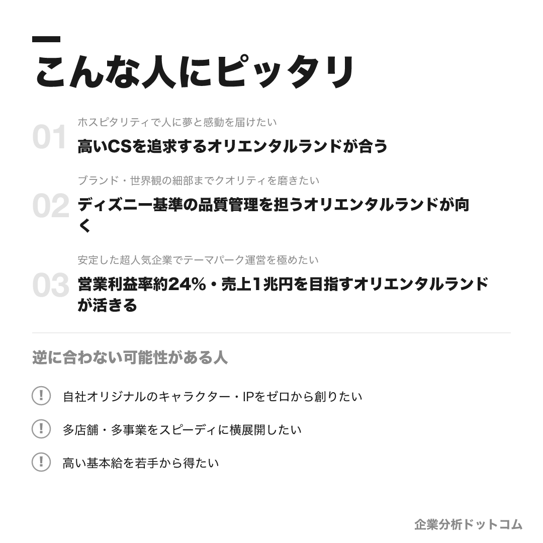 オリエンタルランドが合う人・合わない可能性がある人の早見表
