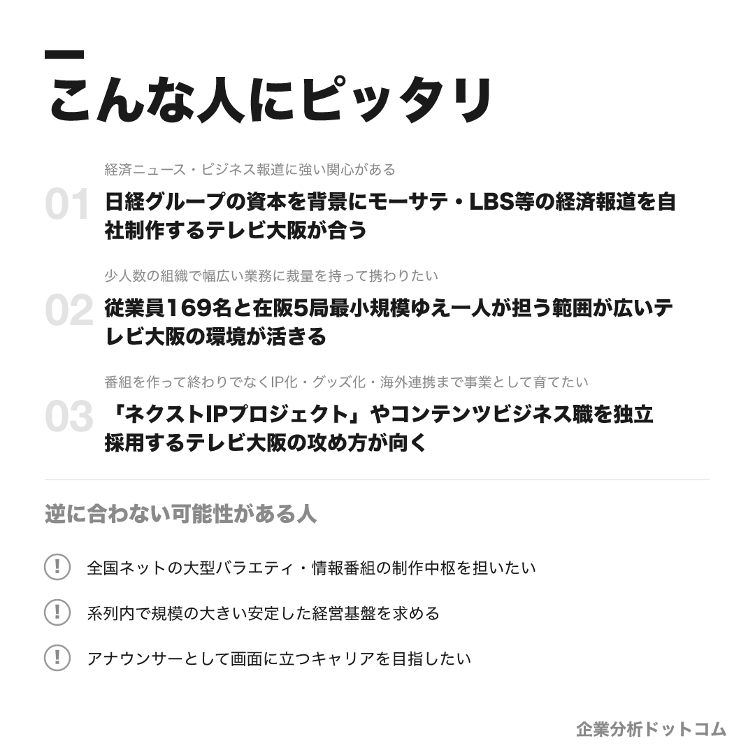 テレビ大阪が合う人・合わない可能性がある人の早見表